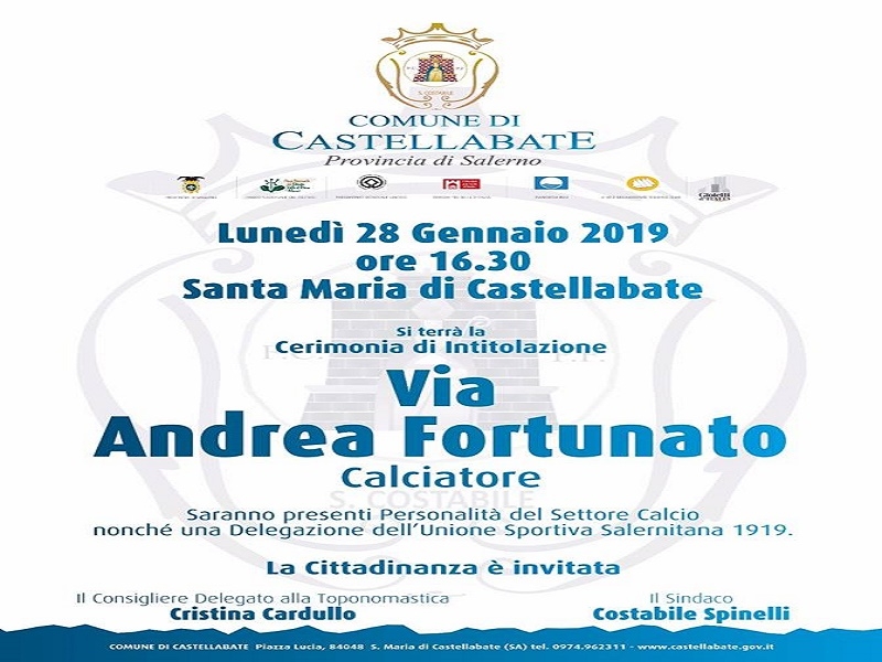 Castellabate, sarà intitolata una strada ad Andrea Fortunato