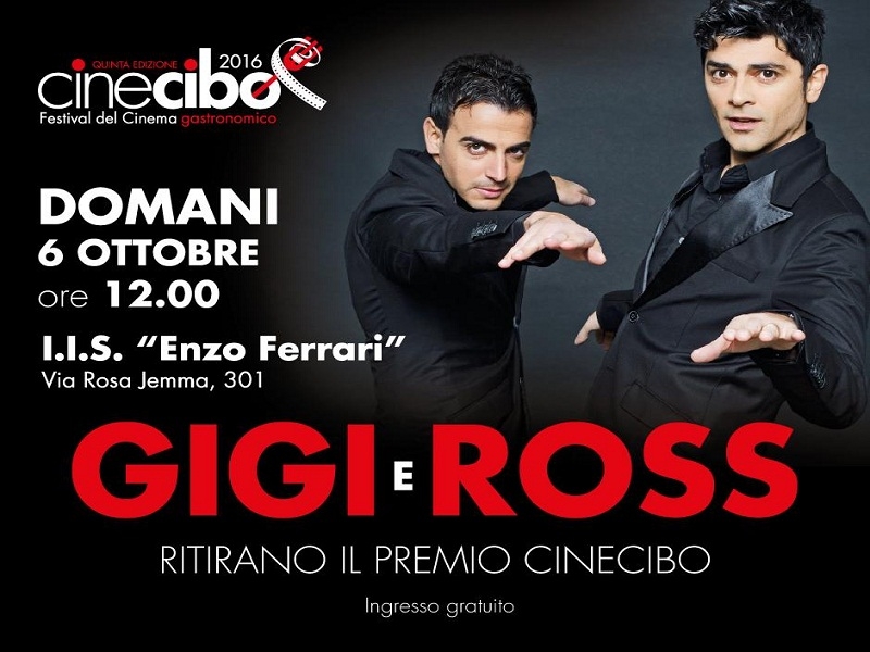 Domani 6 ottobre Gigi e Ross a Battipaglia per ritirare il premio Cinecibo