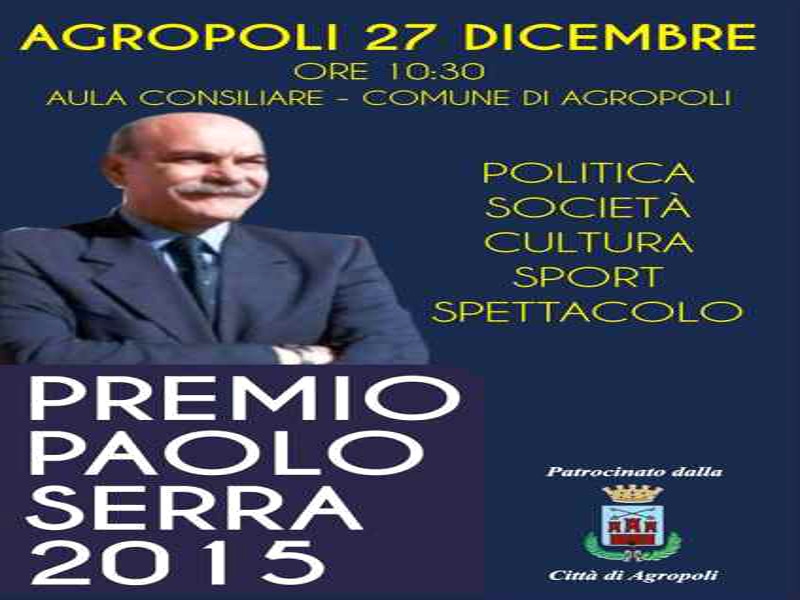 Agropoli, domenica 27 dicembre il Premio Paolo Serra. Nove in nominetion