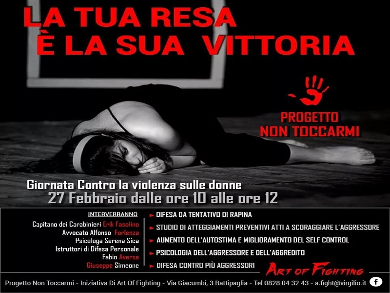 Battipaglia.Violenza sulle donne, all’Eclipse il 27 febbraio “Non Toccarmi”