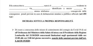 Covid 19, torna l’autocertificazione per gli spostamenti notturni