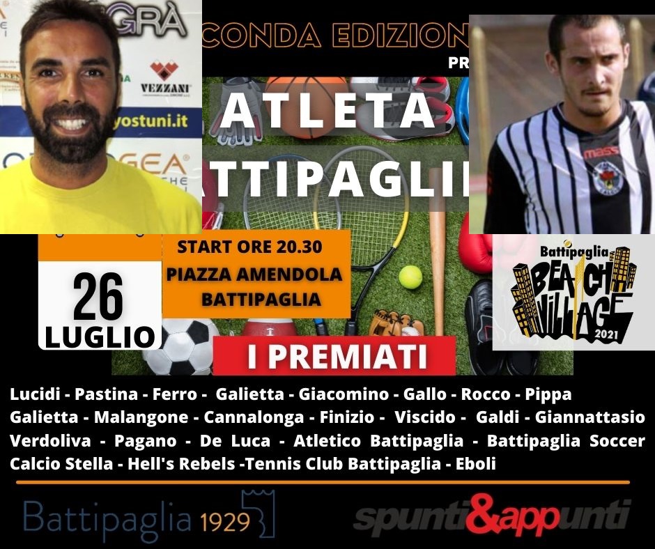 Atleta Battipagliese 2020, stasera al Beach Village premi alla memoria di Antonello Galdi e Pippo Viscido