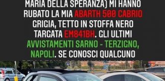 Battipaglia. Le rubano la 500 Fiat Abarth, la proprietaria lancia appello per ritrovarla