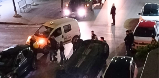 Battipaglia. Stanotte incidente stradale, coinvolte 3 auto. Una si cappotta all’altezza del bar Mazzini