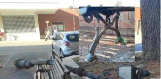 Battipaglia. Piazza Farina, si schianta lampione su una panchina. Palo rimosso, resta la seduta pericolosa