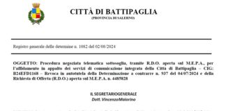 Battipaglia. Bando di 35mila euro sulla Comunicazione, il segretario comunale revoca la determina ed annulla la gara