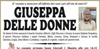 Battipaglia. Necrologio. È venuta a mancare Giuseppa Delle Donne, di anni 67