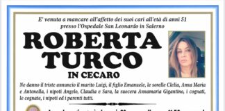 Battipaglia. Necrologio. È venuta a mancare Roberta Turco, in Cecaro, di anni 51