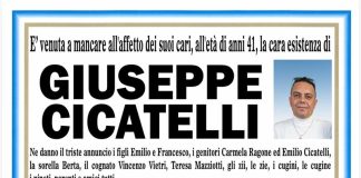 Battipaglia. Necrologio. Giuseppe Cicatelli, di anni 41, è venuto a mancare all’affetto dei suoi cari