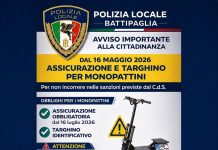 Battipaglia, scatta la stretta sui monopattini: dal 16 maggio obbligatori targa e assicurazione
