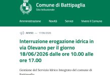 Battipaglia, rubinetti a secco stamattina: stop all’erogazione idrica in Via Olevano, Via Festola e Via Fiumillo