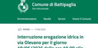 Battipaglia, rubinetti a secco stamattina: stop all’erogazione idrica in Via Olevano, Via Festola e Via Fiumillo