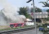Tir in fiamme sull’A2 del Mediterraneo, distrutto il rimorchio carico di batterie e moduli fotovoltaici